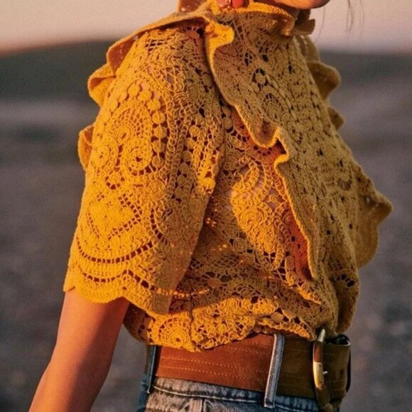 Sezane Pauletta Blouse in Ochre size 34 - Picture 2 of 9